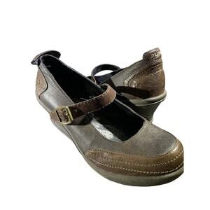 JUMP Brown Leather Mary Jane Wedge Shoes Style Name: SENS Sz US 9